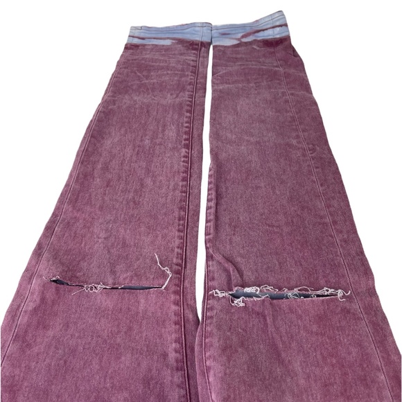 PURPLE BRAND Slim-fit Spray Effect Denim Jeans Coral NWT Sz 34 - Picture 6 of 13